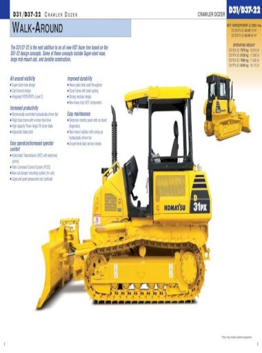 download Komatsu D31EX 21 D31PX 21 D37EX 21 D37PX 21 Bulldozer Crawler Tractor able workshop manual