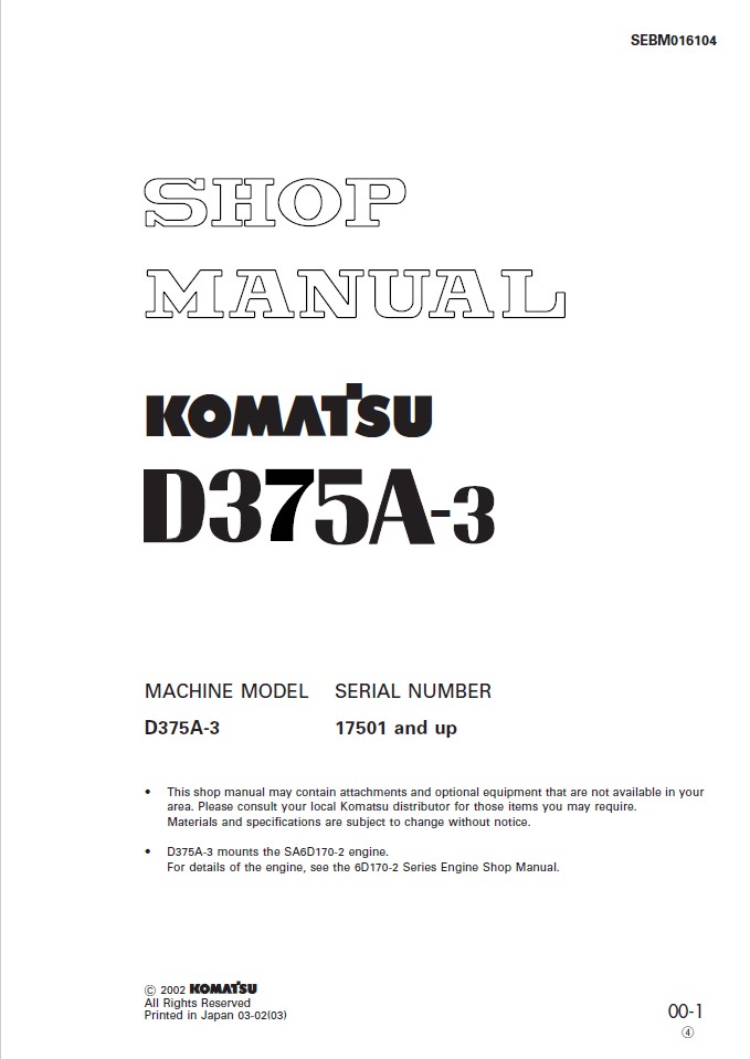 download Komatsu D375A 3 able workshop manual