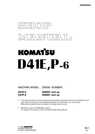 download Komatsu D41E 6 Bulldozer able workshop manual