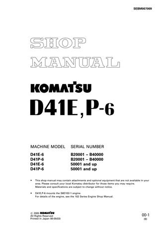 download Komatsu D41P 6 Dozer Bulldozer able workshop manual