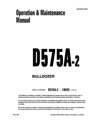 download Komatsu D575A 2 Dozer Bulldozer able workshop manual