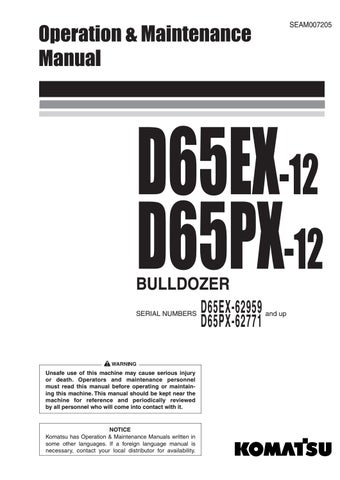 download Komatsu D65EX 12 D65PX 12 Bulldozer able workshop manual