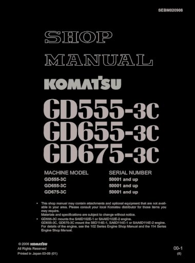 download Komatsu GD555 3C GD655 3C GD675 3C Grader able workshop manual