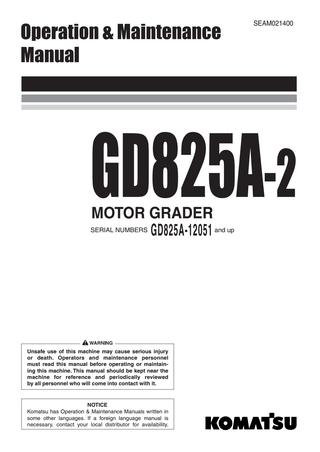 download Komatsu GD825A 2 Motor Grader able workshop manual