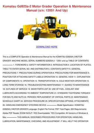 download Komatsu GD825A 2 Motor Grader able workshop manual