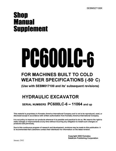 download Komatsu Hydraulic Excavator PC600 8 PC600LC 8 able workshop manual