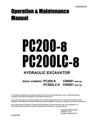 download Komatsu PC 8 Hydraulic Excavator SN 1 up able workshop manual