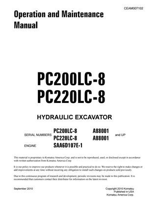 download Komatsu PC 8 Hydraulic Excavator SN 1 up able workshop manual