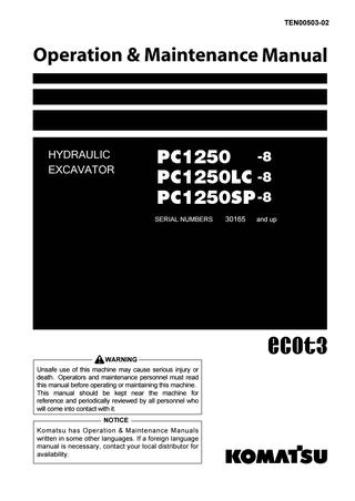 download Komatsu PC1250 7. 5 x manuals. able workshop manual