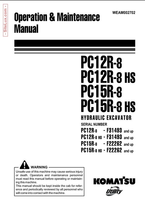 download Komatsu PC12R 8 PC12R 8 HS PC15R 8 PC15R 8 HS Hydraulic Excavator Operation workshop manual