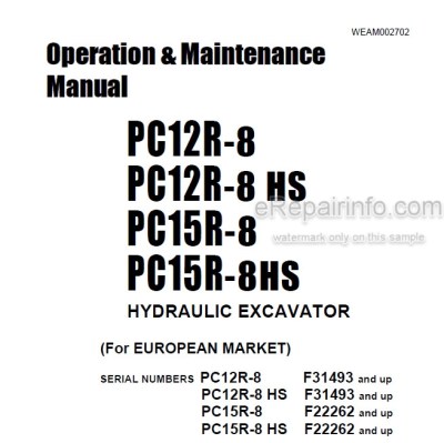 download Komatsu PC12R 8 PC12R 8 HS PC15R 8 PC15R 8 HS Hydraulic Excavator Operation workshop manual