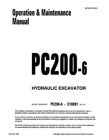 download Komatsu PC200 210 220 230 6 operation manual. able workshop manual