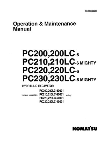 download Komatsu PC200 210 220 230 6 operation manual. able workshop manual