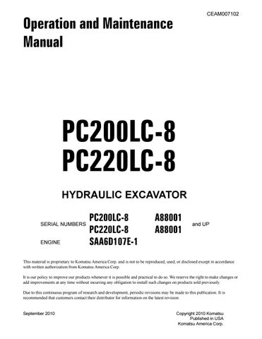 download Komatsu PC200 210 220 230 6 operation manual. able workshop manual