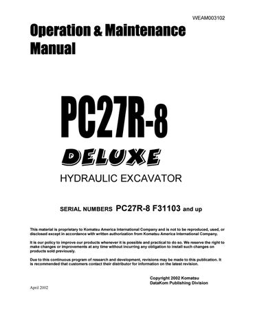 download Komatsu PC27R 8 manuals. operation manuals. able workshop manual