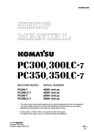 download Komatsu PC300 7 PC300LC 7 PC350 7 PC350LC 7 able workshop manual