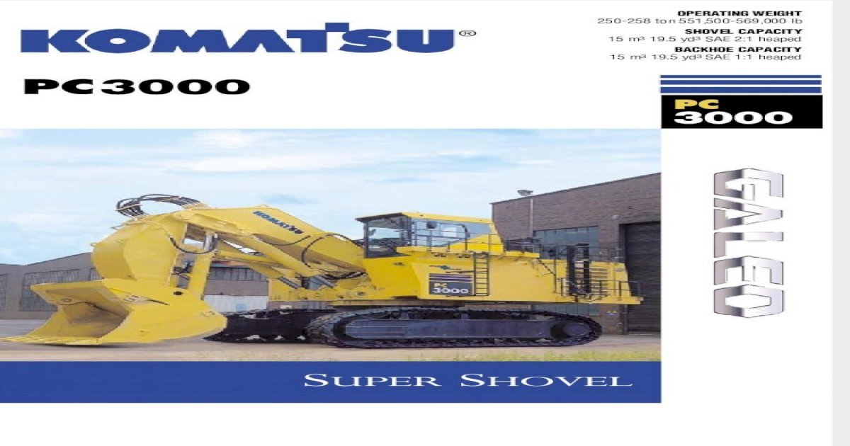 download Komatsu PC3000 1 Hydraulic Mining Shovel  S PC3000 1 6225 workshop manual