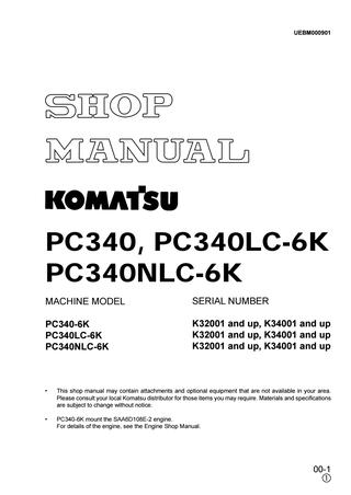 download Komatsu PC340 6K Hydraulic Excavator able workshop manual