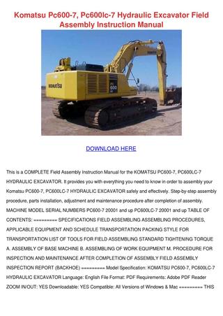 download Komatsu PC600 7 Hydraulic Excavator able workshop manual