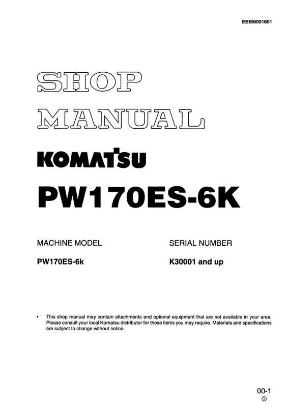 download Komatsu PW60 3 Wheeled Excavator up able workshop manual