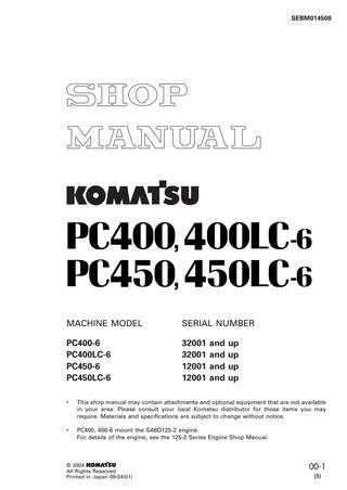 download Komatsu Pc400 6 Pc400lc 6 Pc450 6 Pc450lc 6 Hydraulic Excavator able workshop manual