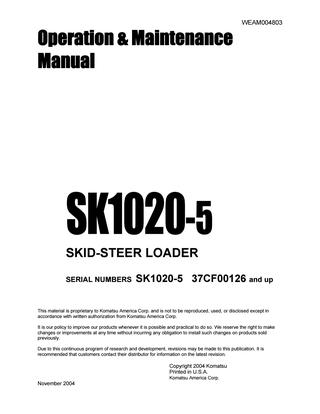 download Komatsu SK1020 5N operation able workshop manual