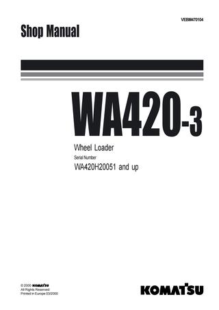 download Komatsu WA380 3 Wheel Loader  2 able workshop manual