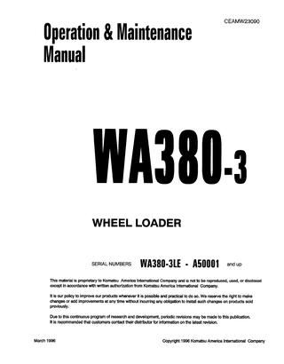 download Komatsu WA380 3 Wheel Loader  2 able workshop manual