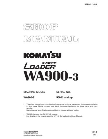 download Komatsu WA700 3 WA 700 Avance Wheel Loader able workshop manual