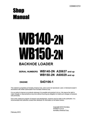 download Komatsu WB140 2N WB150 2NBackhoe Loader able workshop manual