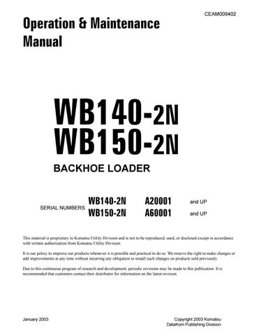 download Komatsu WB140 2N WB150 2NBackhoe Loader able workshop manual