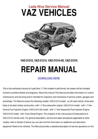 download LADA NIVA 1600 Vaz 2121 OFFICIAL OWNER workshop manual