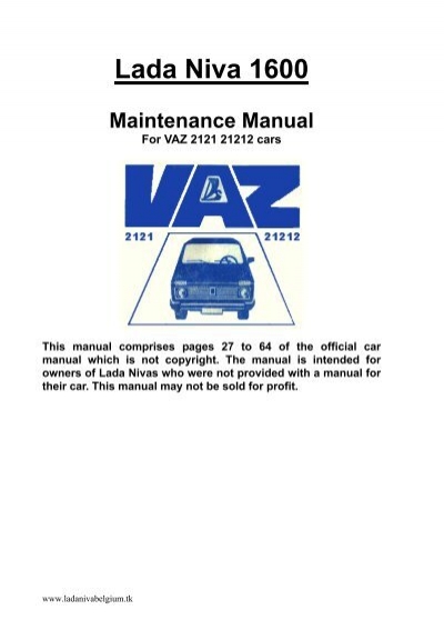 download LADA Niva OLD VAZ 2121 List Manual able workshop manual