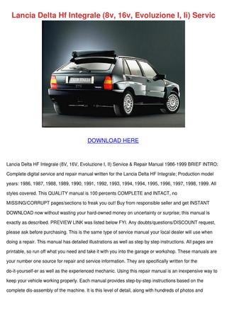 download Lancia Delta HF Integrale 8V 16V Evoluzione I II Servic workshop manual