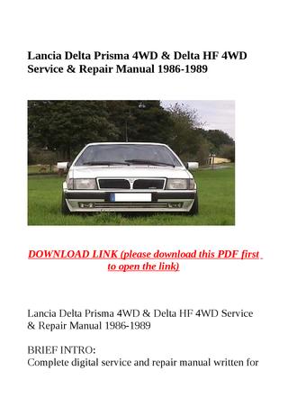 download Lancia Delta Prisma 4WD Delta HF 4WD workshop manual