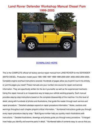 download Land Rover DEFENDER FSM workshop manual