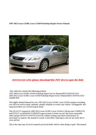 download Lexus GS430 workshop manual