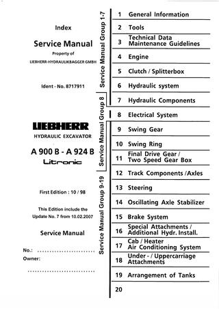 download Liebherr A924B Litronic A924B HD Litronic Hydraulic Excavator Operation workshop manual