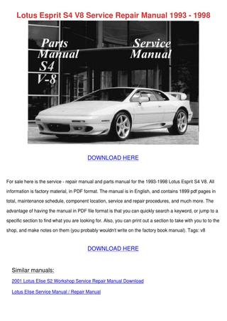 download Lotus Esprit S4 V 8 workshop manual