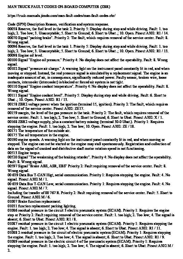 download MAN Truck FAULT CODE MESSAGE TruckNOLOGY workshop manual