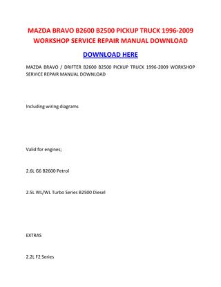 download MAZDA BRAVO DRIFTER workshop manual