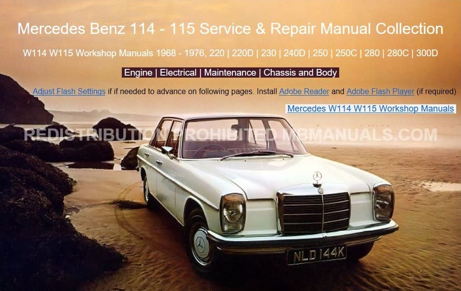 download MERCEDES BENZ W114 W115 CAR workshop manual