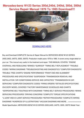 download MERCEDES BENZ W123 200D 240D 240TD 300D 300TD to workshop manual