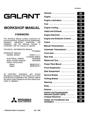 download MITSUBISHI GALANT 4G63 6A13 4D68 able workshop manual