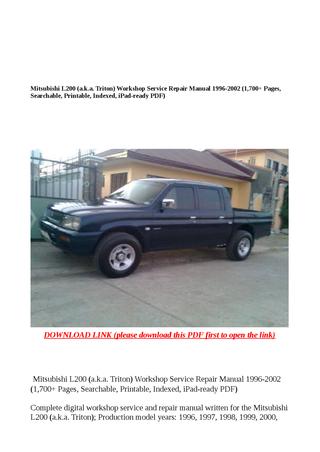 download MITSUBISHI L200 TRITON workshop manual