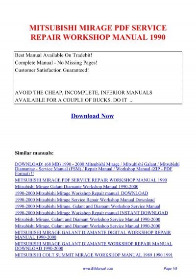 download MITSUBISHI MIRAGE GALANT DIAMANTE workshop manual