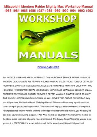 download MITSUBISHI MONTERO RAIDER MIGHTY MAX workshop manual