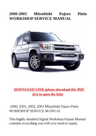 download Mitsubishi Pajero Manuals workshop manual