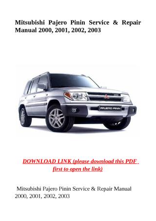 download MITSUBISHI PAJERO PININ workshop manual