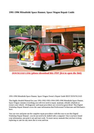 download MITSUBISHI SPACE RUNNER SPACE WAGON able workshop manual